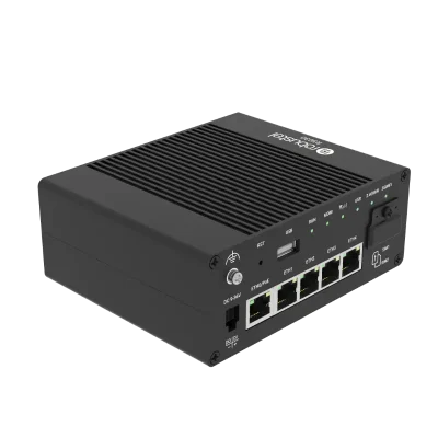 Robustel 5G industrial router with 4 Ethernet ports and wifi portal