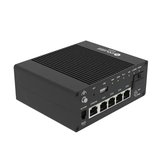 Robustel 5G industrial router with 4 Ethernet ports and wifi portal