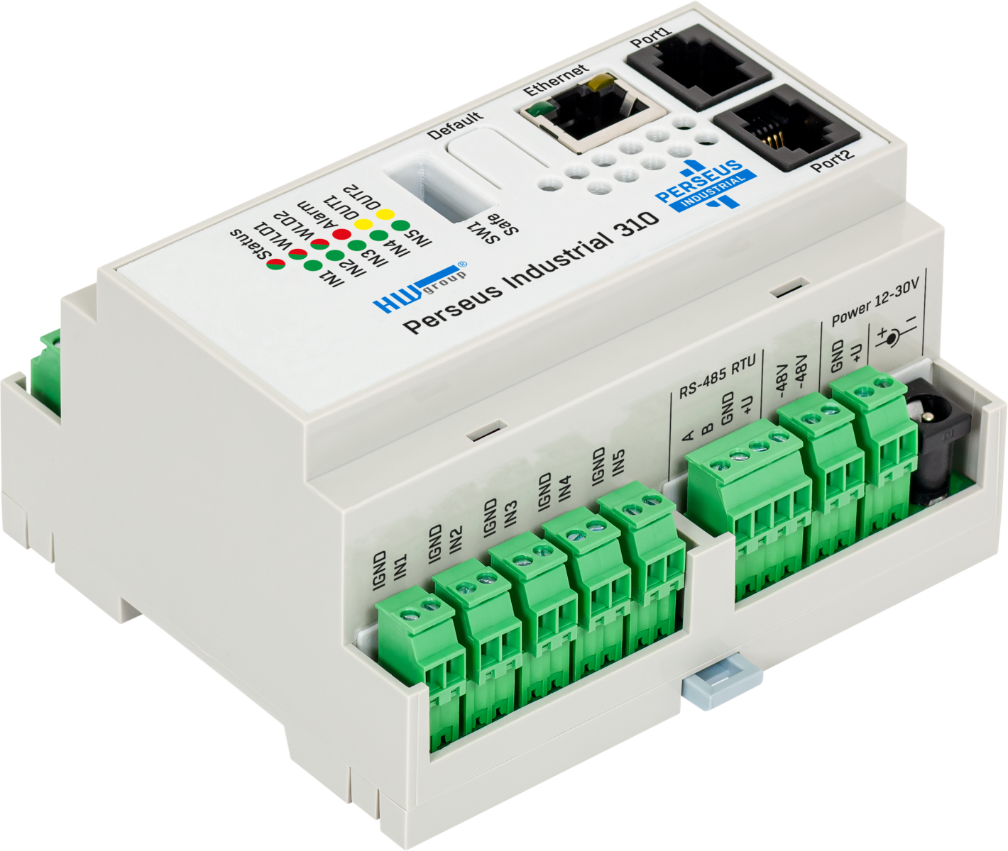 HW Group Perseus Industrial 310 DIN rail monitoring unit with water leak location port